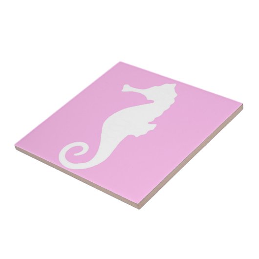 Roze zeepaardje tegeltje (Zijkant)
