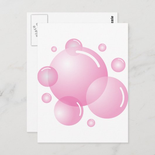 Roze zeepbellen briefkaart (Voorkant / Achterkant)