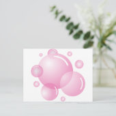 Roze zeepbellen briefkaart (Staand voorkant)