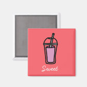 Roze zeepbelthee magneet (Voorkant / Achterkant)