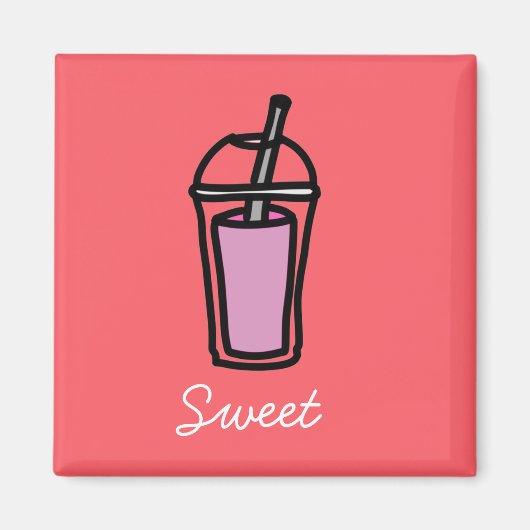 Roze zeepbelthee magneet (Voorkant)