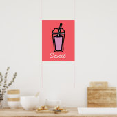 Roze zeepbelthee poster (Keuken)