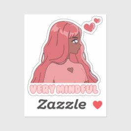 Roze Zeer Mindful, Schattigee Anime Black Girl Sticker