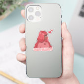 Roze zeer stijlvolle anime zwart meisje sticker (Telefoon)