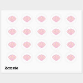 Roze zeeschelp envelop ronde sticker (Vel)