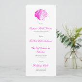 Roze Zeeschelp Huwelijksreceptie Diner Menu Kaart (Staand voorkant)