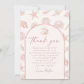 Roze Zeeschelp Kust Baby Shower Bedankkaart (Voorkant)