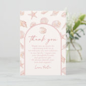 Roze Zeeschelp Kust Baby Shower Bedankkaart (Staand voorkant)