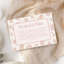 Roze Zeeschelp Kust Baby Shower Boeken Voor Baby Informatiekaartje