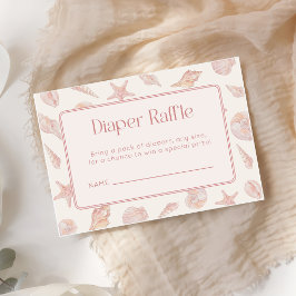 Roze Zeeschelp Kust Baby Shower Luier Raffle Informatiekaartje