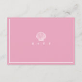 Roze Zeeschelp Kust Bruiloft RSVP Informatiekaartje (Achterkant)