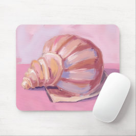 Roze Zeeschelp | Kust Oceaan Aquarel Schilderij Muismat