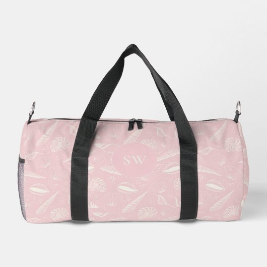 Roze zeeschelp patroon monogram plunjezak (Achterkant)