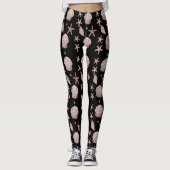 Roze Zeeschelp Patroon – Strand Vibes Zomer Design Leggings (Voorkant)