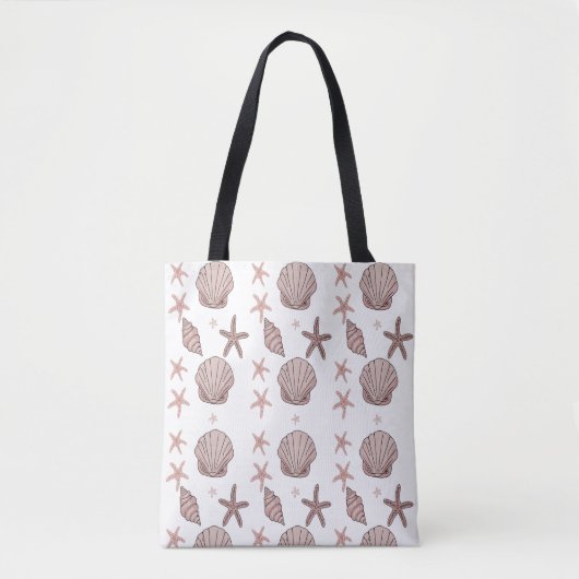 Roze Zeeschelp Patroon – Strand Vibes Zomer Design Tote Bag (Voorkant)