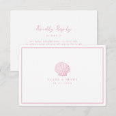 Roze Zeeschelp QR Code RSVP Kaart (Voorkant / Achterkant)