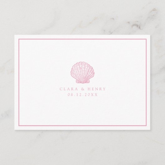 Roze Zeeschelp QR Code RSVP Kaart (Voorkant)