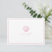 Roze Zeeschelp QR Code RSVP Kaart (Staand voorkant)