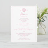 Roze Zeeschelp Trouw Menu Kaart (Staand voorkant)