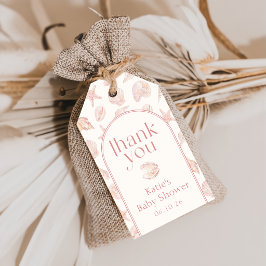Roze Zeeschelpen Kust Baby Shower Cadeautags Cadeaulabel