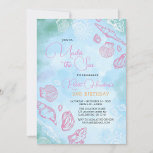 Roze Zeeschelpen Onder De Zee Oceaan Verjaardag Kaart