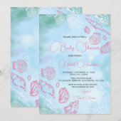 Roze zeeschelpen onder het Baby shower van de Zee  Kaart (Voorkant / Achterkant)