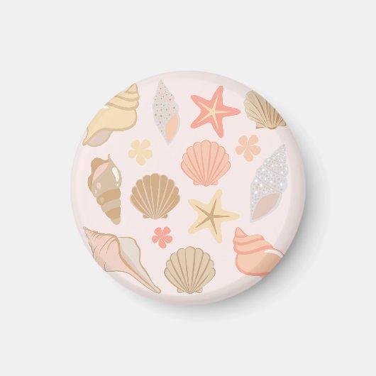 Roze Zeeschelpen Patroon Magneet (Voorkant)