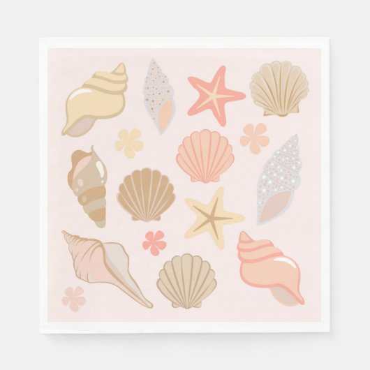 Roze Zeeschelpen Patroon Servet (Voorkant)