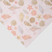 Roze Zeeschelpen Patroon Tissuepapier (Detail)