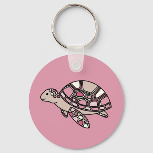 Roze zeeschildpad sleutelhanger
