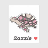 Roze zeeschildpad sticker (Vel)
