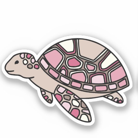 Roze zeeschildpad sticker (Voorkant)