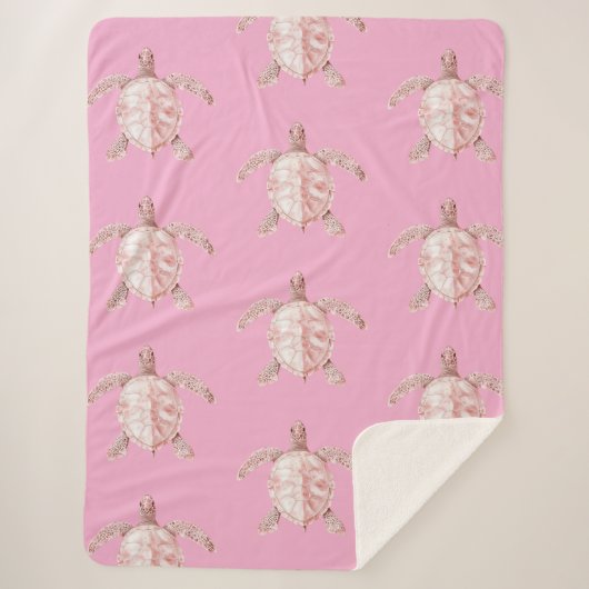 Roze Zeeschildpadden Sherpa Deken (Voorkant)