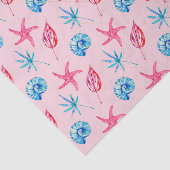 Roze Zeester & Blauwe Schelp (Ontwerp 83 Roze Seri Tissuepapier (Detail)