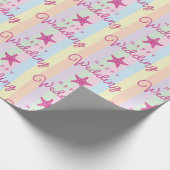 Roze Zeester Gelukkig Huwelijk Kleurrijke Gestreep Cadeaupapier (Hoek)