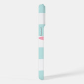 Roze Zeester op Mint Strepen iPhone Hoesje (Rechterkant)