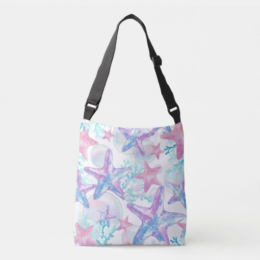 roze zeester patroon crossbody tas (Voorkant)