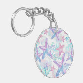 roze zeester patroon sleutelhanger (Voorkant Links)