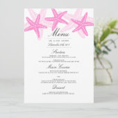 Roze Zeester Strand Bruiloft Diner Menu (Staand voorkant)