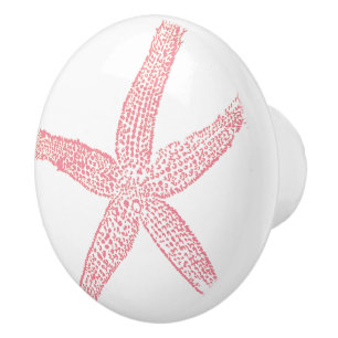 Roze Zeester Strand Perzik Wit Maritiem Decor Keramische Knop