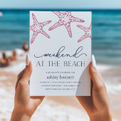 roze zeester | Weekendje op het strand uitnodiging