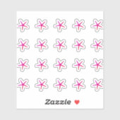 Roze Zeesterren Patroon Schattige Strand Nautisch  Sticker (Vel)
