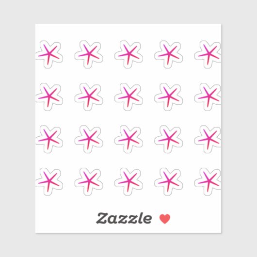 Roze Zeesterren Patroon Schattige Strand Nautisch  Sticker (Vel)