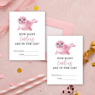 Roze zegel - raad eens hoeveel snoepjes er in de p informatiekaartje