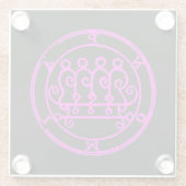 Roze Zegel van Paimon Demonology Sigil Glazen Onderzetter (Achterkant)