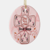 Roze Zegen Dit Kind Christelijk Kruis Ornament (Rechts)