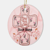 Roze Zegen Dit Kind Christelijk Kruis Ornament (Links)