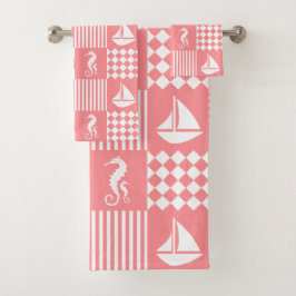 Roze zeilboot bad handdoek