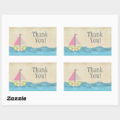 Roze zeilboot Hartelijk dank voor het label Sticke (Vel)