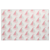 Roze Zeilboot Patroon Nautisch Wit Stof (Fat Quarter)